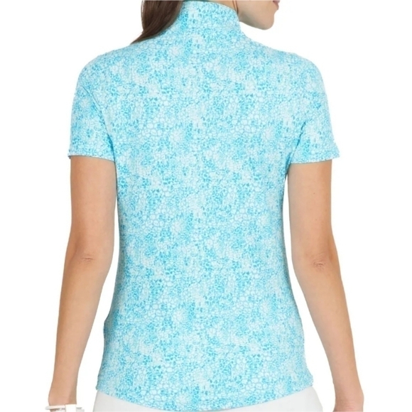 Ibkul Short Sleeve Zip Mock Neck Abstract‎ Top Size XS NWT - Picture 6 of 6